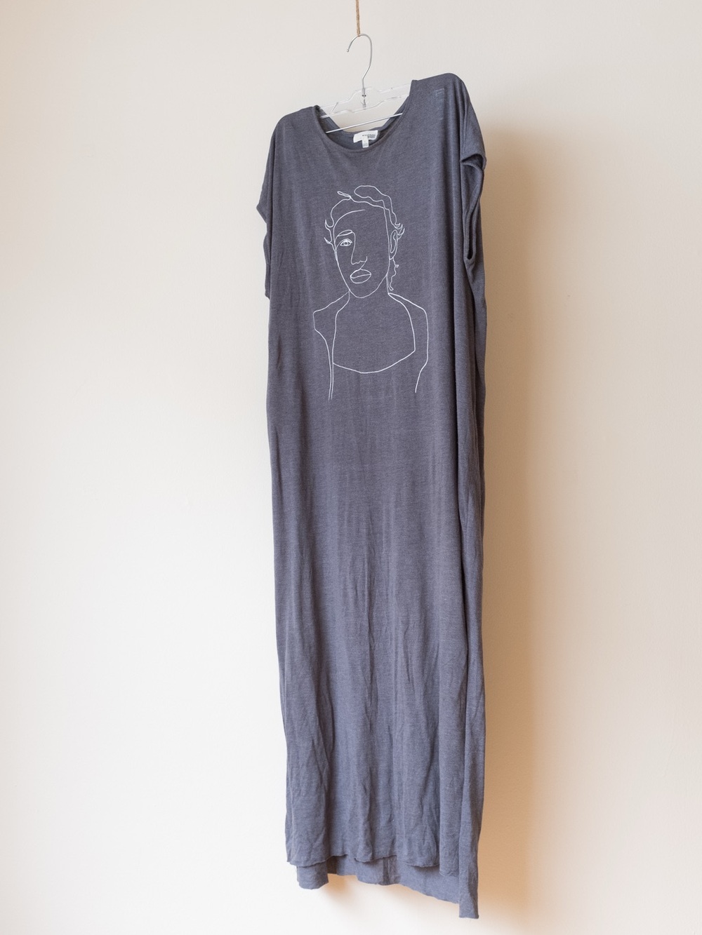 Wilfred Gray Maxi Dress with White Line Art